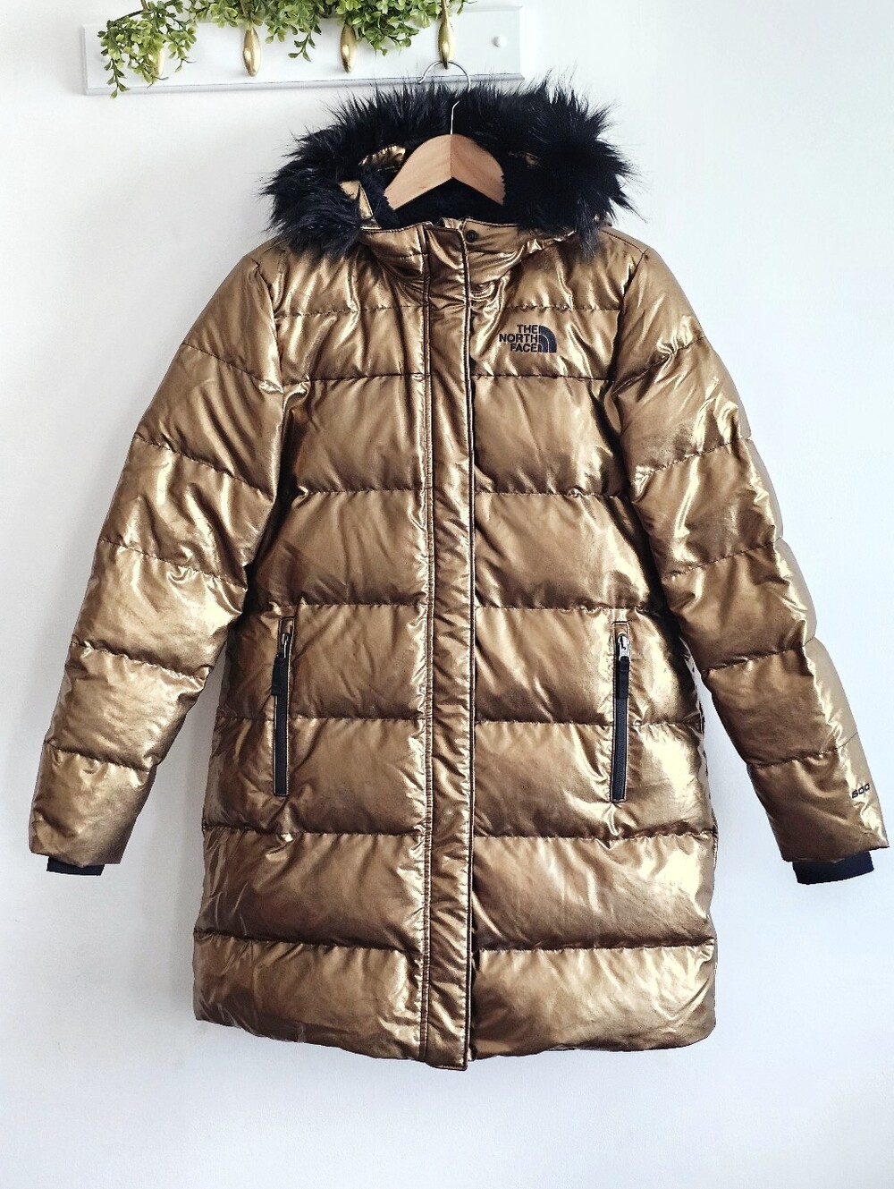 The North Face Girls XL 14/16 Metallic Gold 600 Fill Down Long Parka Coat